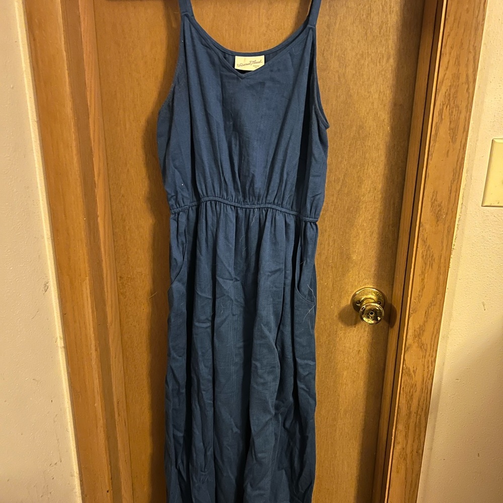 Calf length blue dress